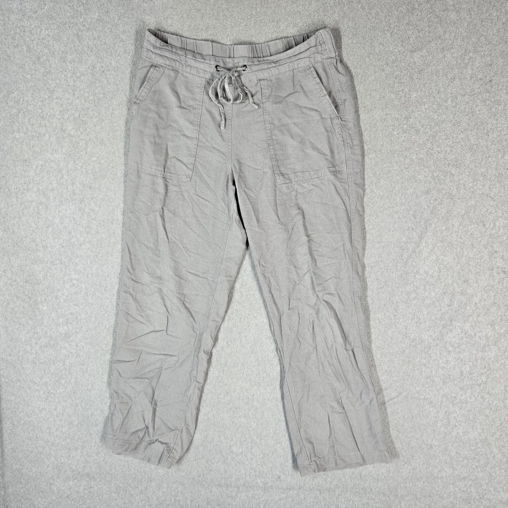 Nicole Miller New York Women Pants Gray Linen Viscose Sweatpants Drawstring